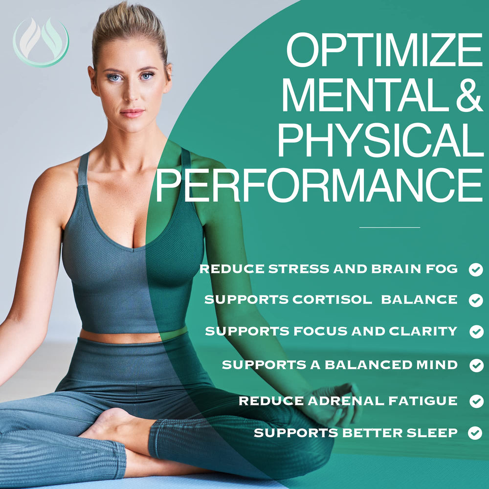 Ashwagandha capsules beside The Enclare Nutrition bottle for stress support.