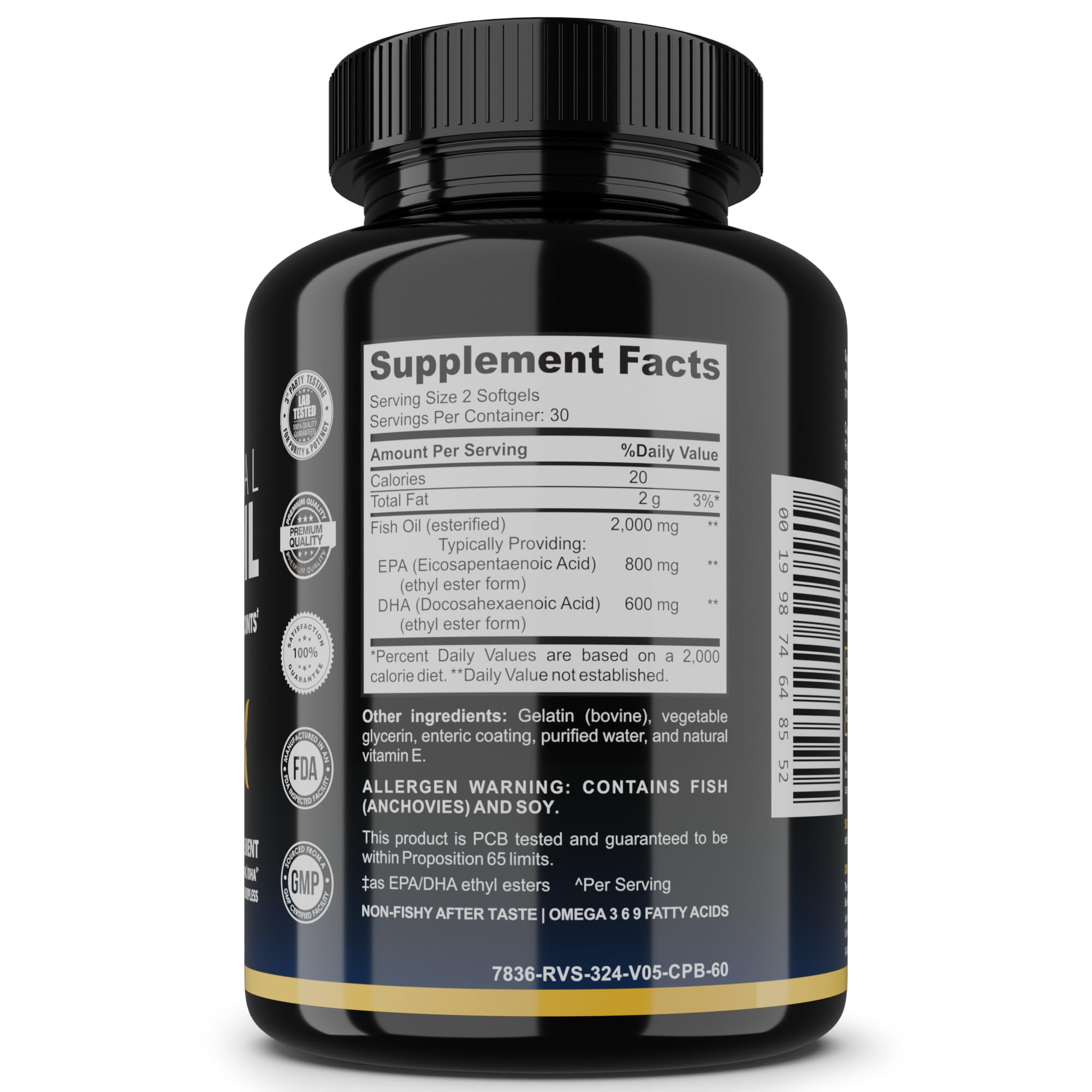 THE ENCLARE NUTRITION wild-caught omega-3 capsules on a bottle for brain focus.