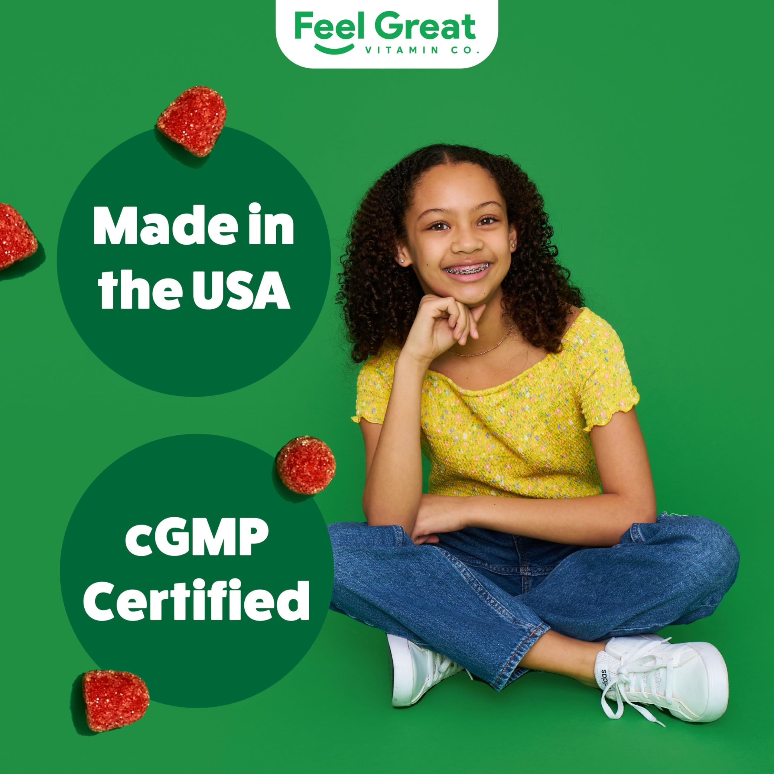 The Feel Great Vitamin Company vegan gummies ingredient panel emphasizes lutein and zeaxanthin.