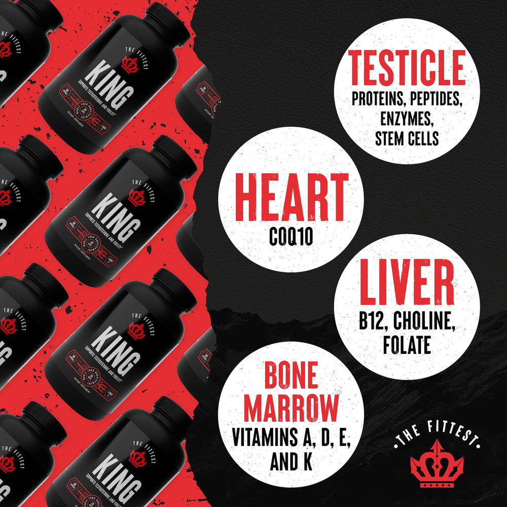 The Fittest King bottle back shows ingredients and usage