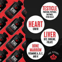 The Fittest King bottle back shows ingredients and usage