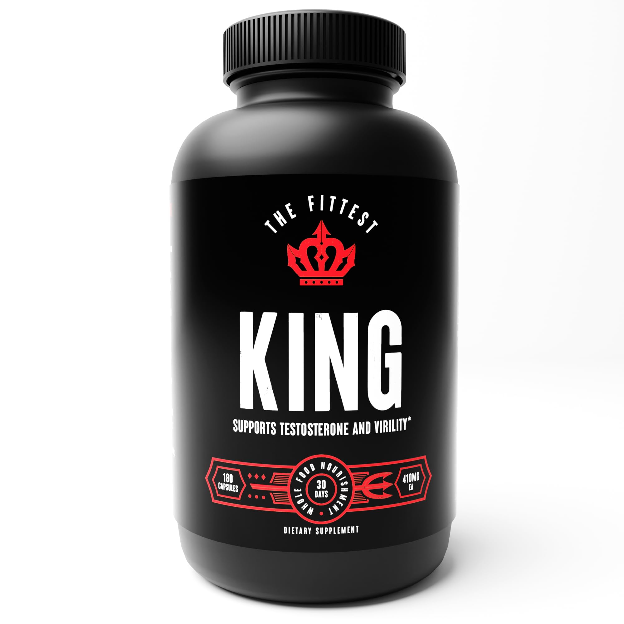 The Fittest King bottle front view for energy and stamina