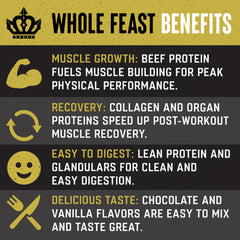 Colostrum-rich Whole Feast blend, creamy powder texture suitable for mixed beverages.