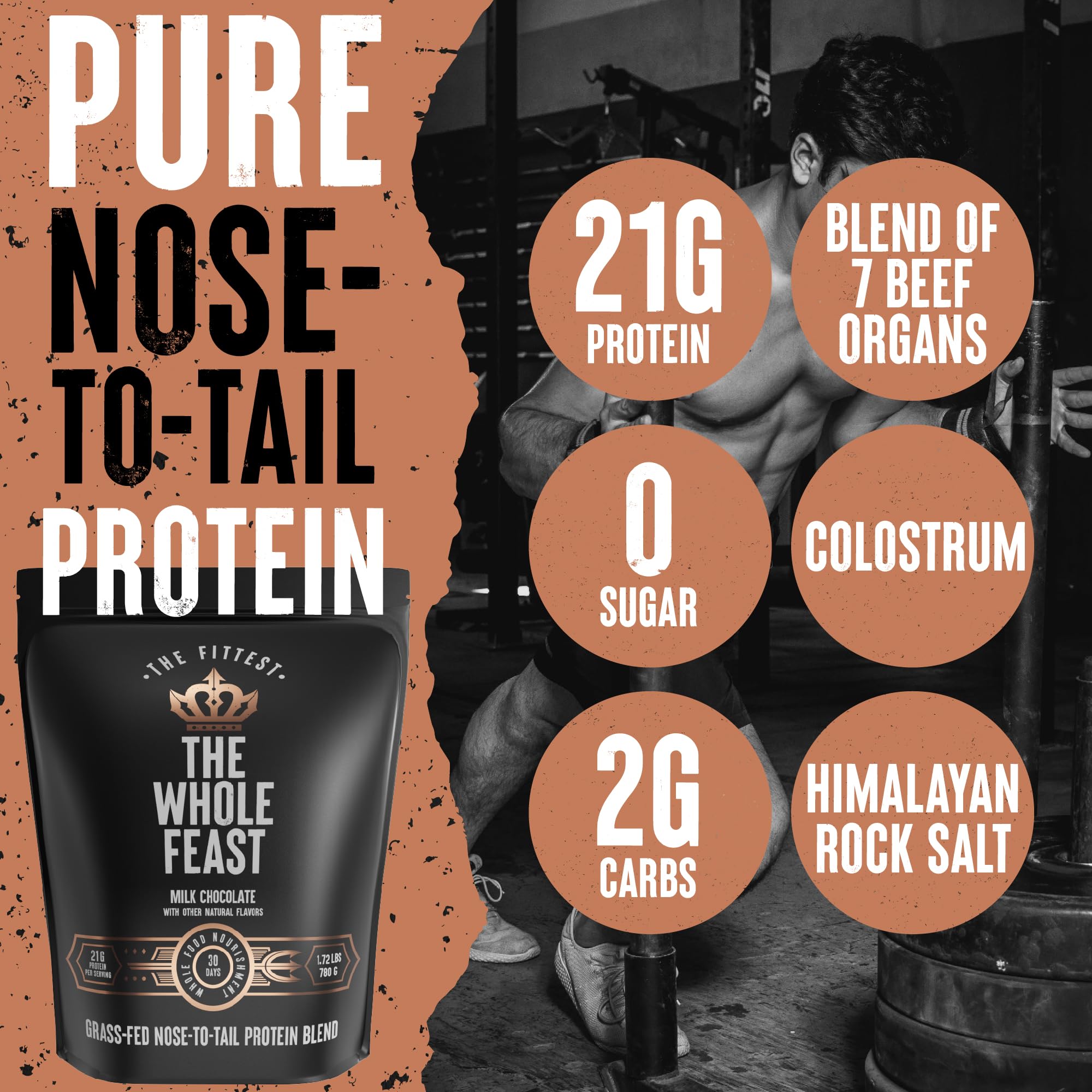 The Fittest Ever Whole Feast beef protein scoop enables precise, consistent dosing