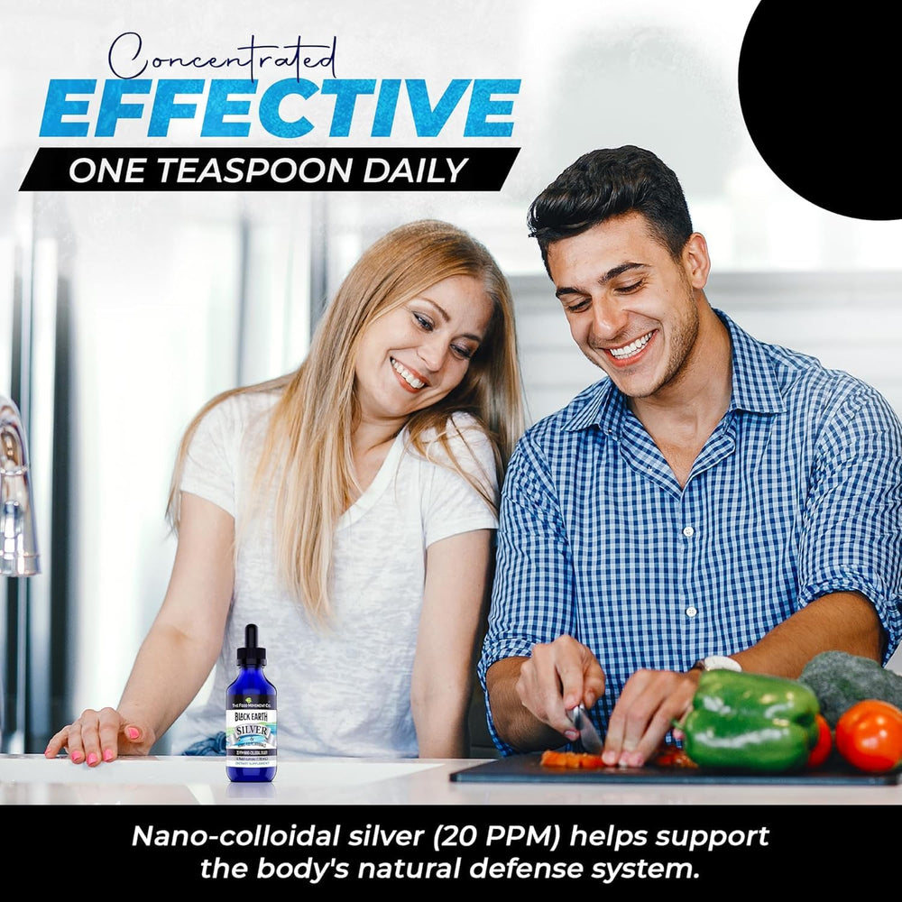 Lifestyle scene with The Food Movement Black Earth Silver for daily immune support.
