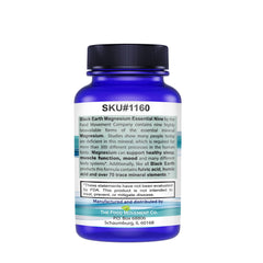Packaging of The Food Movement Co. Black Earth Magnesium Essential Nine signals vegan, GMP quality