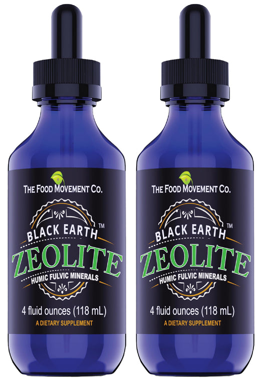 The Food Movement Co Black Earth Zeolite bottle pour supports daily wellness.