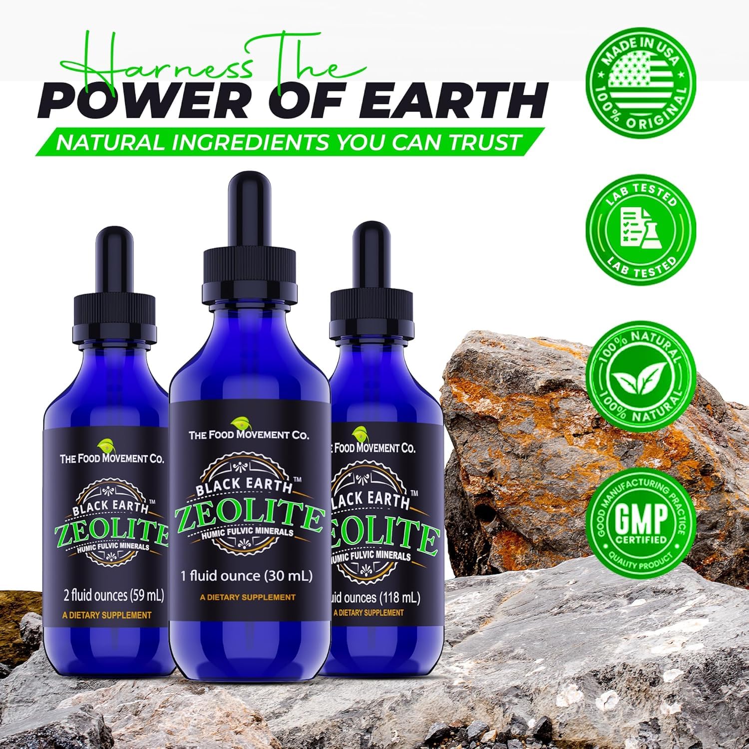 The Food Movement Co Zeolite fulvic acid mineral blend with broad trace minerals