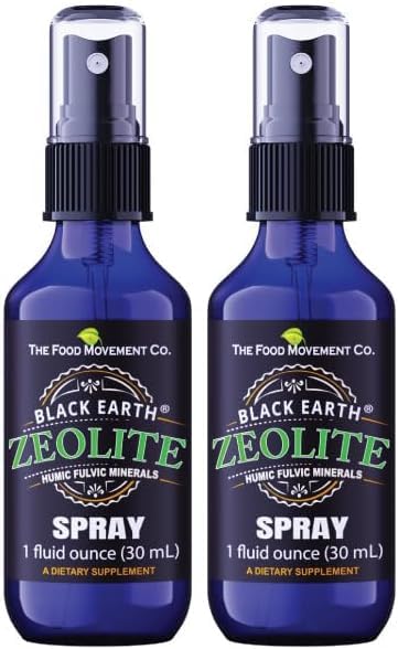 The Food Movement Co Black Earth Zeolite pump spray bottle for on-the-go wellness.