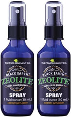 The Food Movement Co Black Earth Zeolite pump spray bottle for on-the-go wellness.