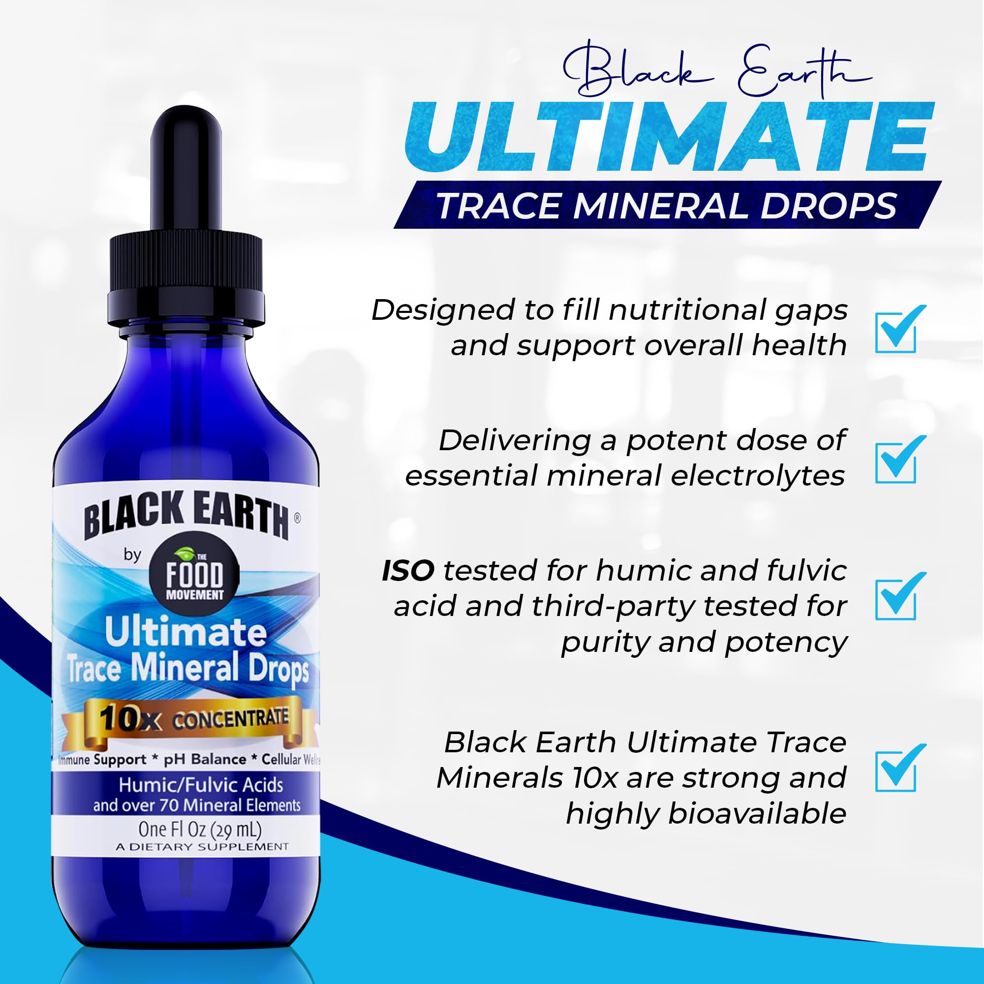 The Food Movement Co. dropper pouring action demonstrates easy daily dosing.