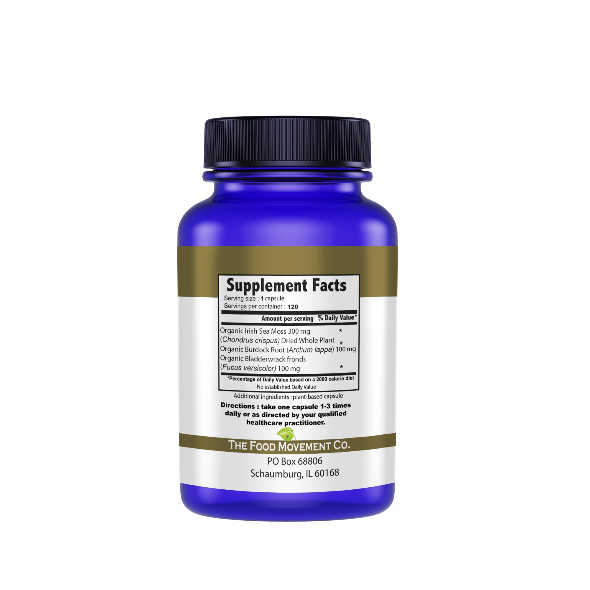 The Food Movement Co Sea Moss Master bottle close-up highlighting purity.