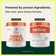 Genius Hydrate Sour Peach Rings flavor tub close-up