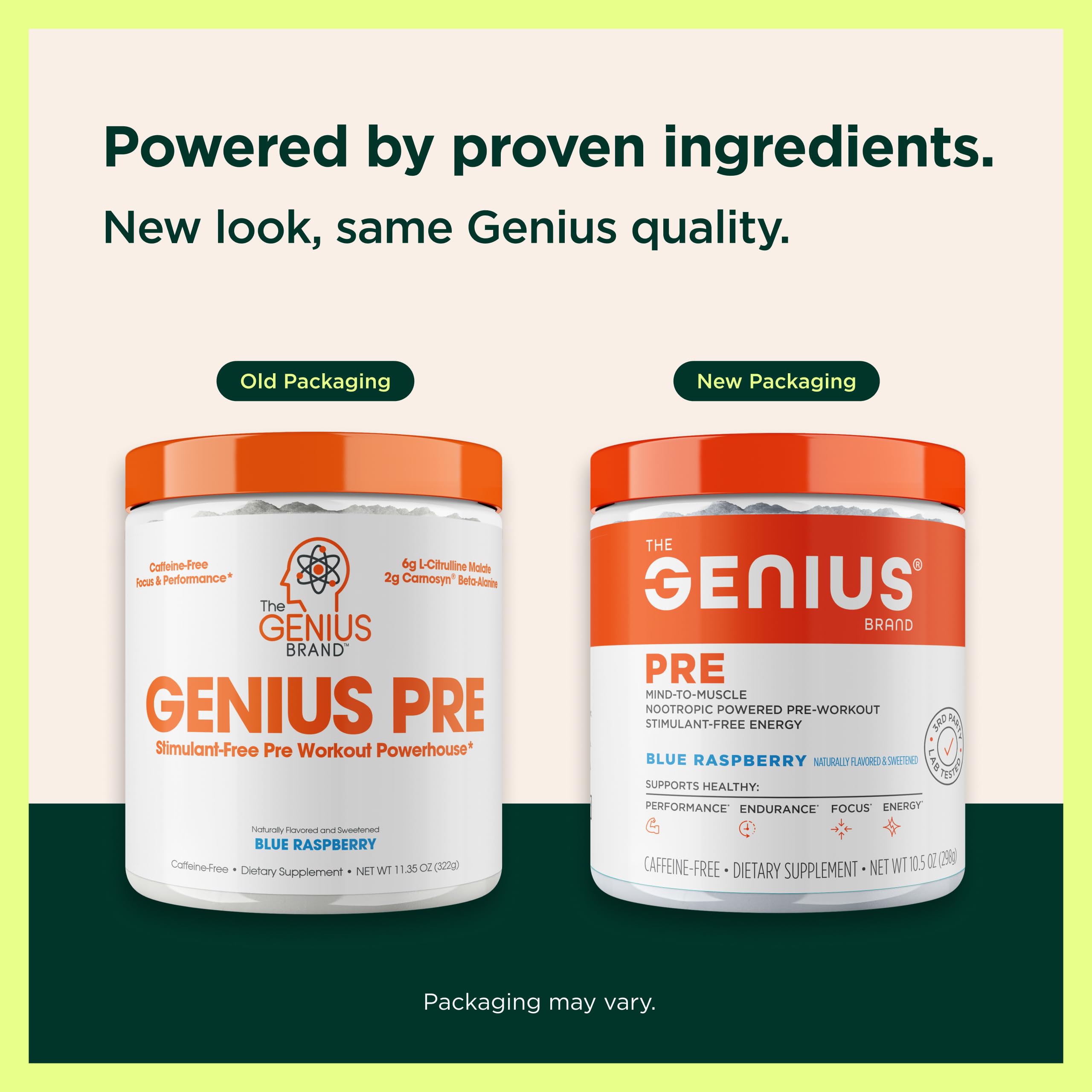 Pouring Genius Pre into a glass for stimulant-free energy before training.