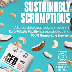 The GFB Coconut Cashew Bites in gym bag, convenient on-the-go energy.