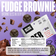 The GFB fudge brownie bites in a 4oz pouch, gluten-free and vegan.