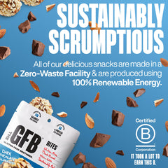 The GFB Dark Chocolate Almond Protein Bites foil wrapper reveals rich aroma