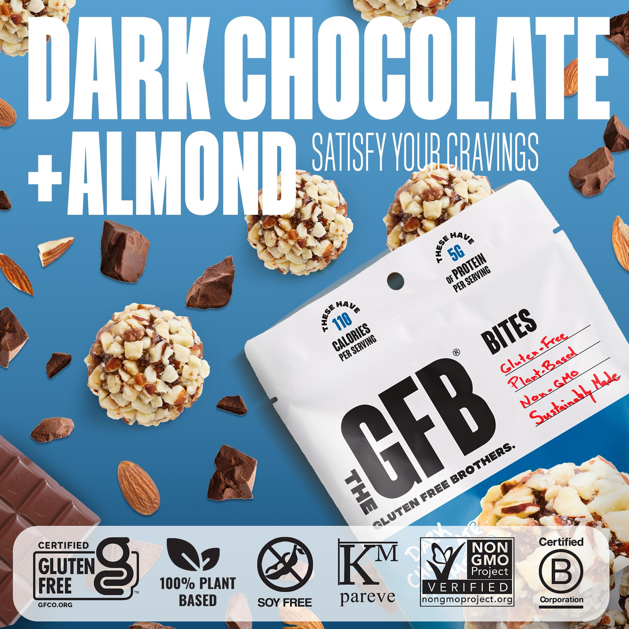 The GFB Dark Chocolate Almond Protein Bites pack in pocket ready for a quick snack