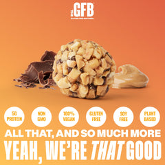 The GFB ingredients label highlighting organic components and plant-based protein