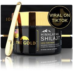THE GOLD Shilajit Resin bottle pour showing pure Himalayan resin for daily energy