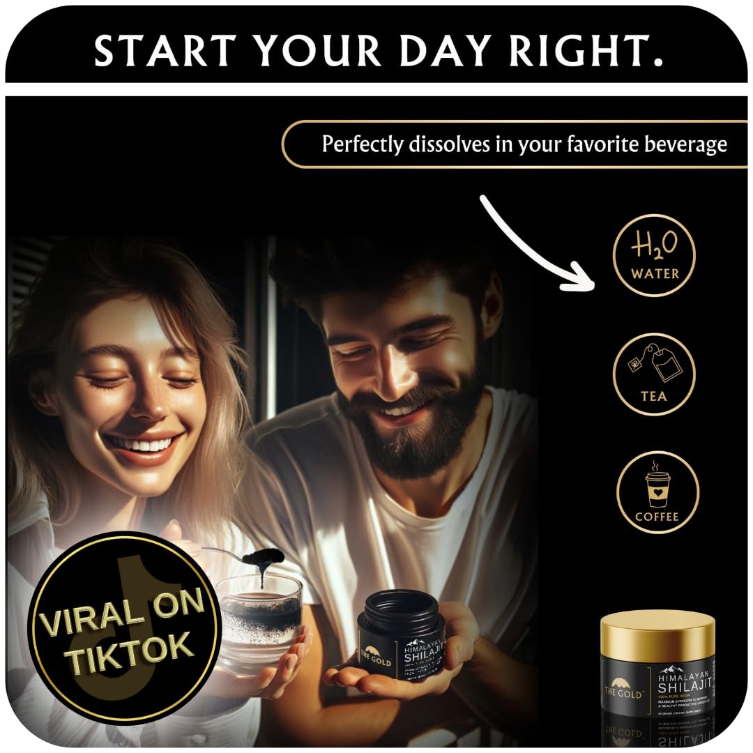 THE GOLD Shilajit Resin packaging emphasizing purity and lab-tested assurance