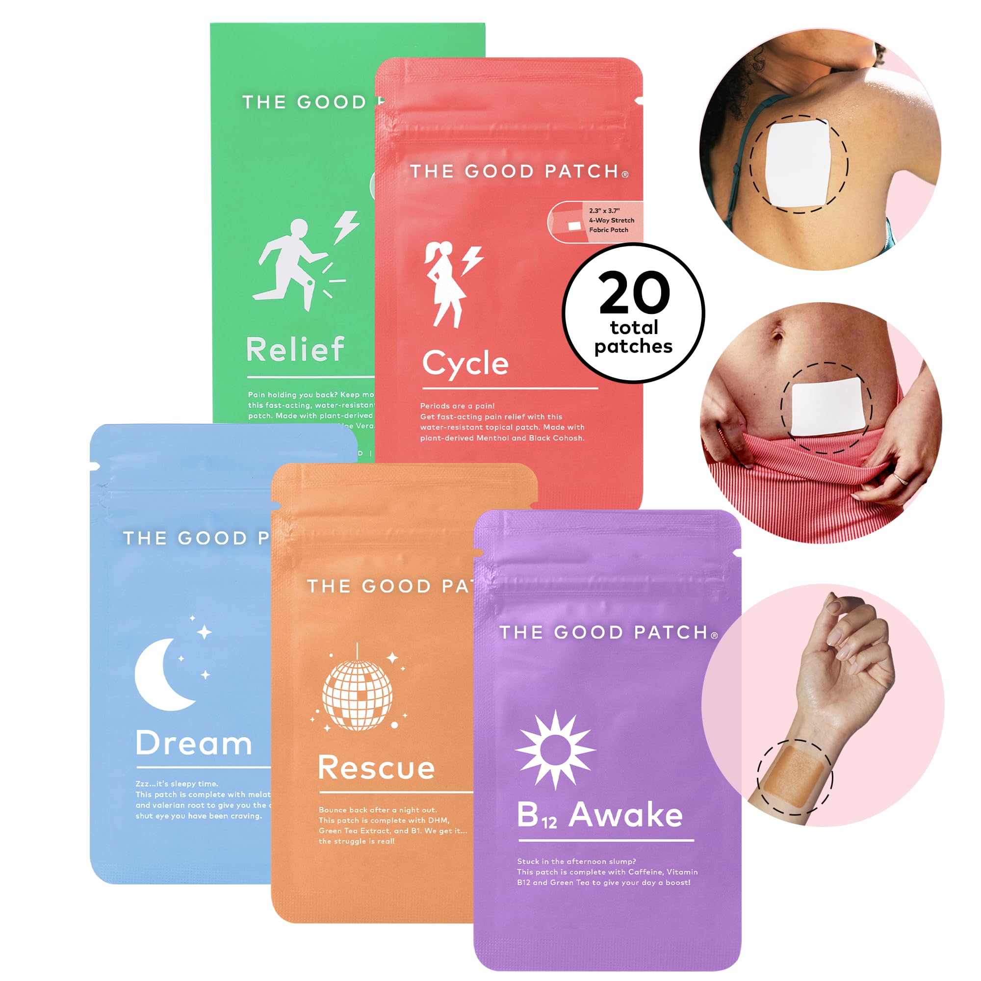 The Good Patch Dream patch promotes restful sleep with Melatonin and Valerian.