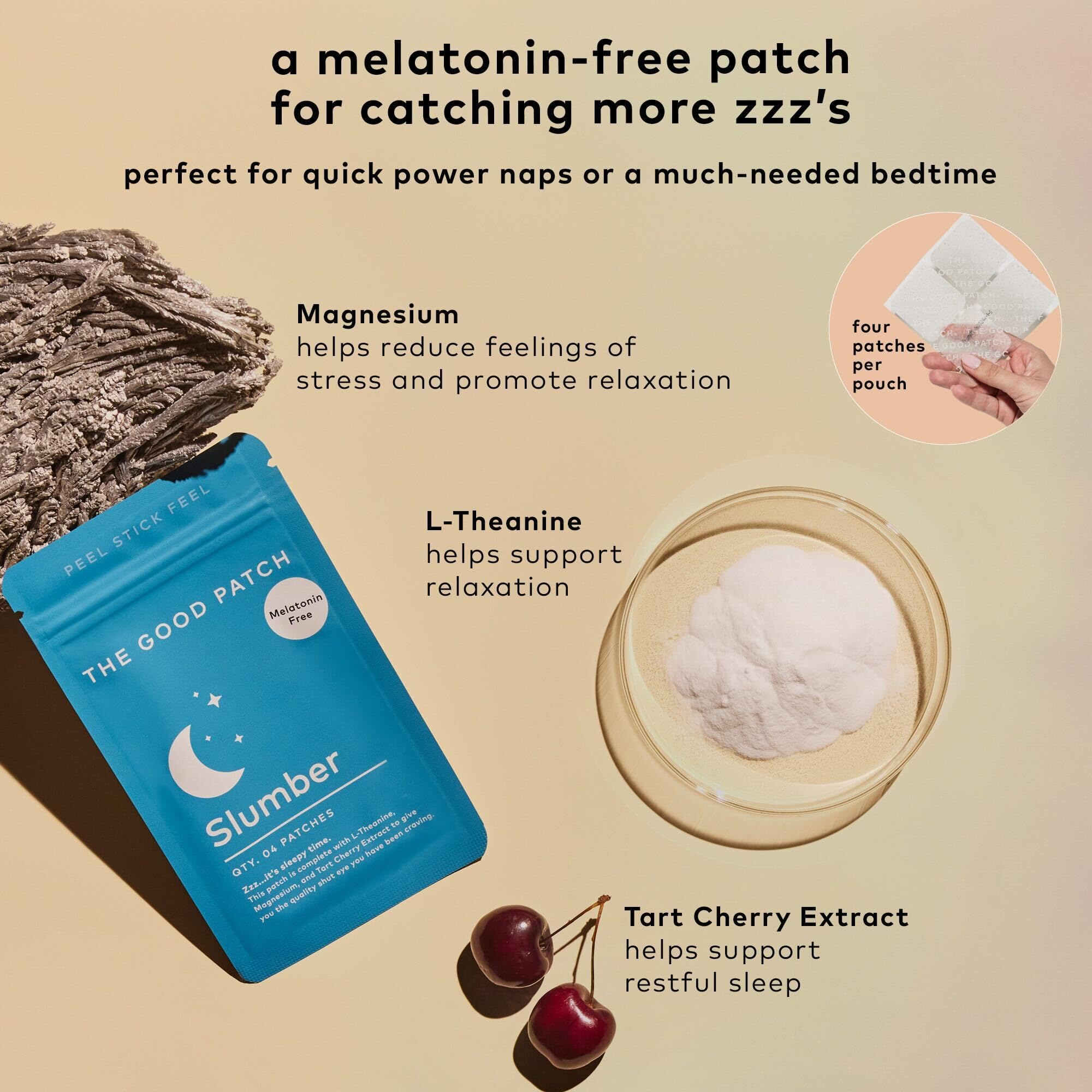 The Good Patch Slumber Patch worn on the arm shows a discreet, comfortable wear.
