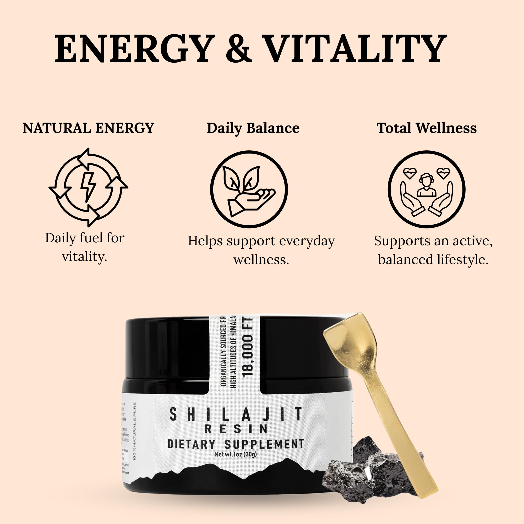Himalayan origin Shilajit resin emphasizing pristine sourcing