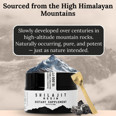 Pea-sized dispense of Shilajit resin showing easy portioning