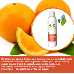 Serving glass ready to mix liposomal C into beverages.