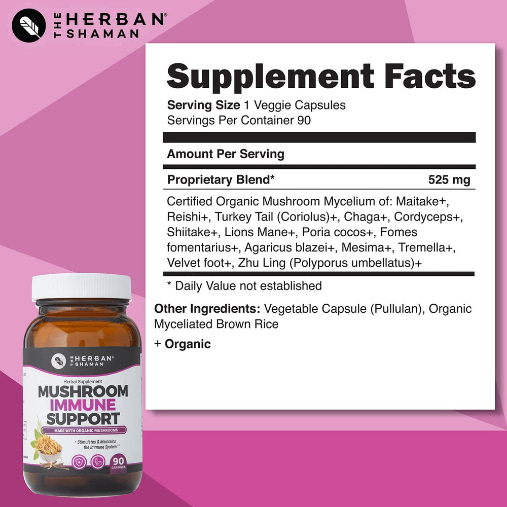 The Herban Shaman label close-up highlighting vegan, non-GMO certification.