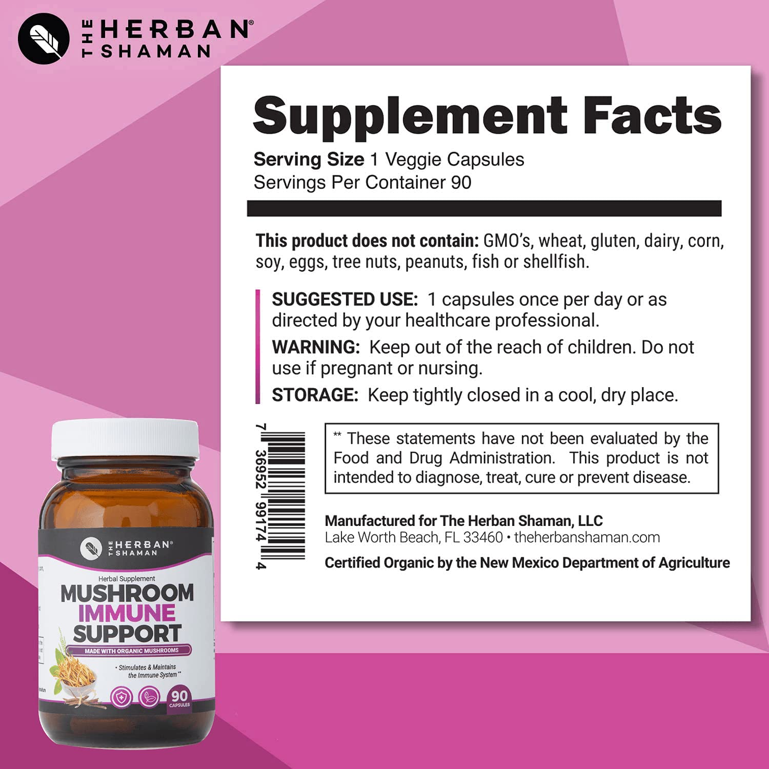 The Herban Shaman mushrooms on a natural stone surface for clean energy.