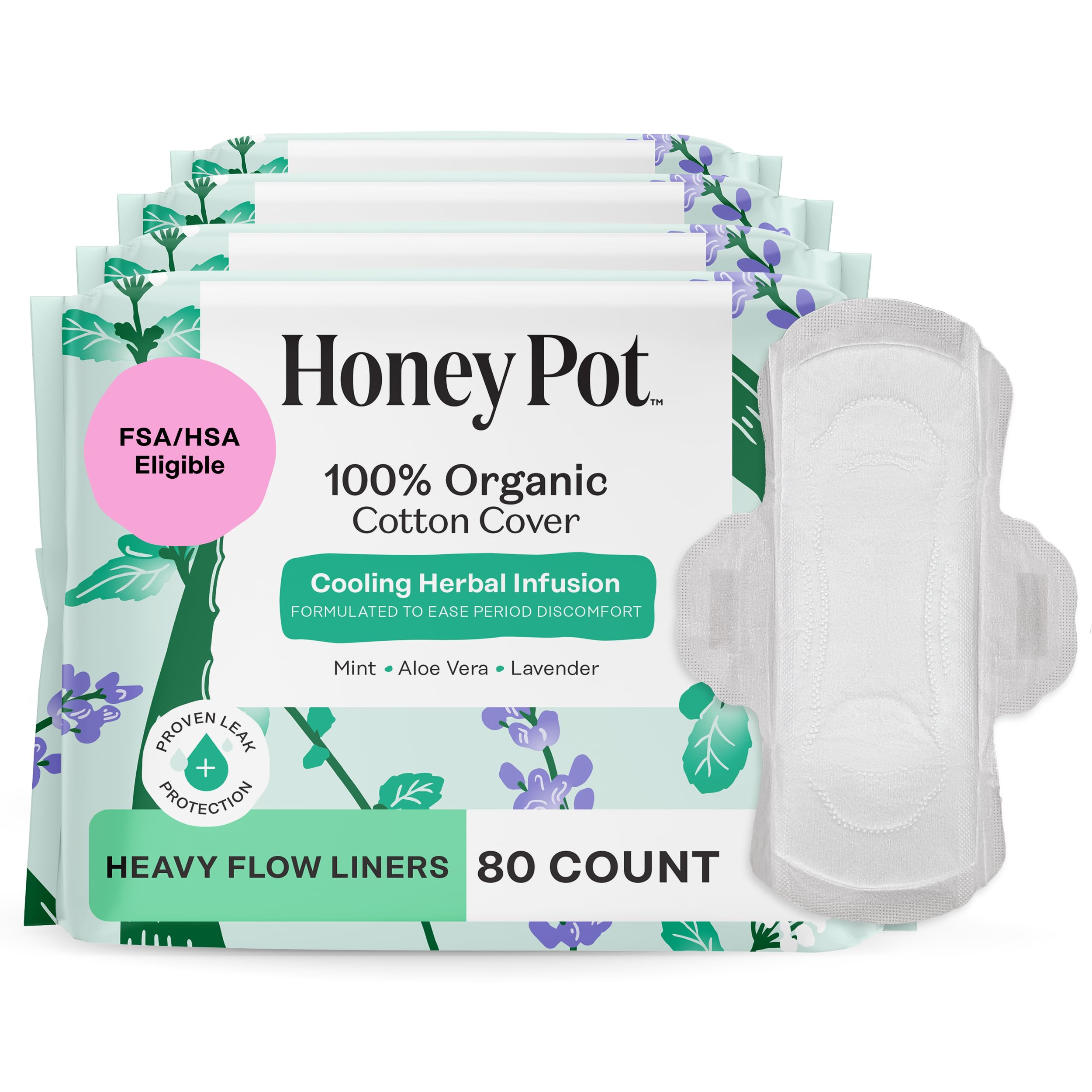 The Honey Pot 80ct heavy flow with wings: secure protection and comfort.