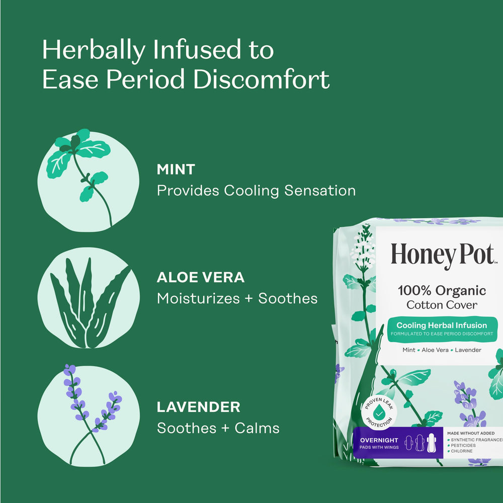 Cooling sensation pad by The Honey Pot Company for a fresh feel.