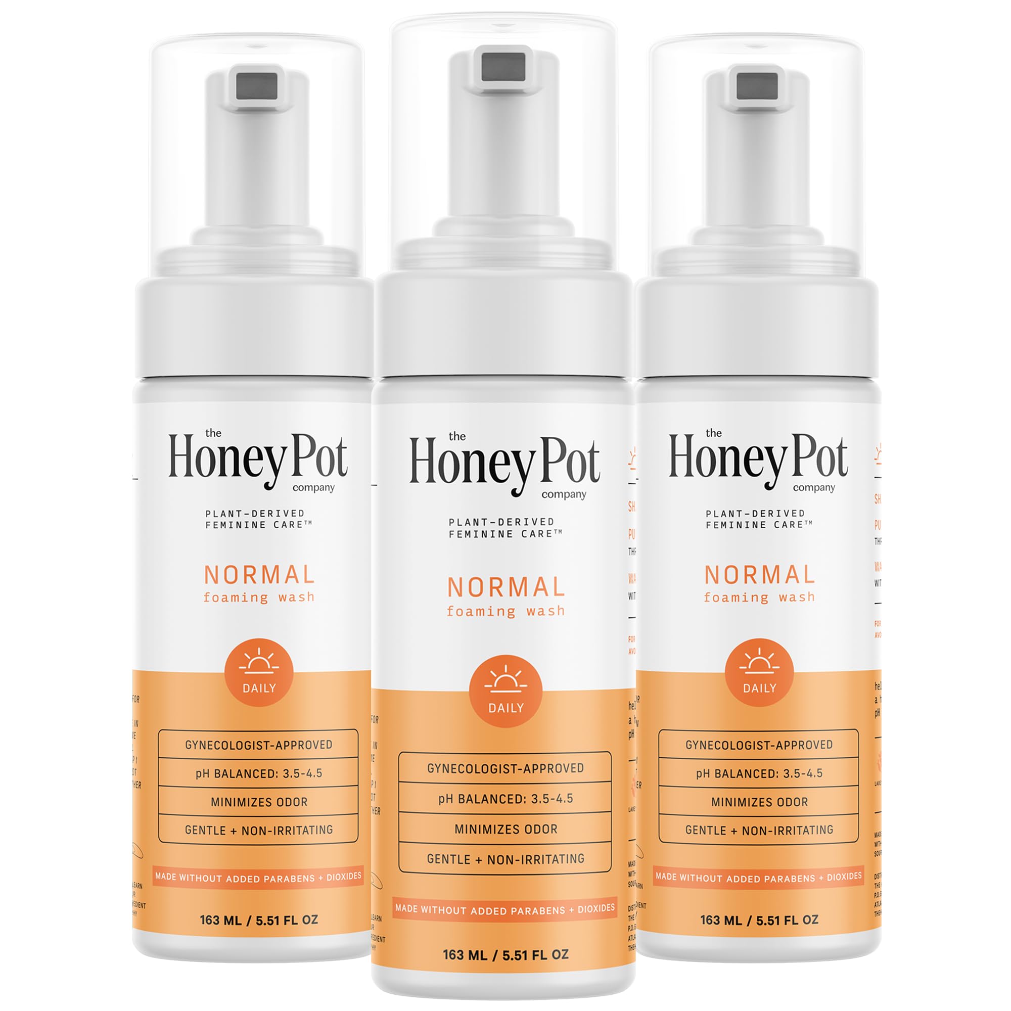 The Honey Pot Company feminine wash pump bottle for sensitive skin, gentle cleansing.