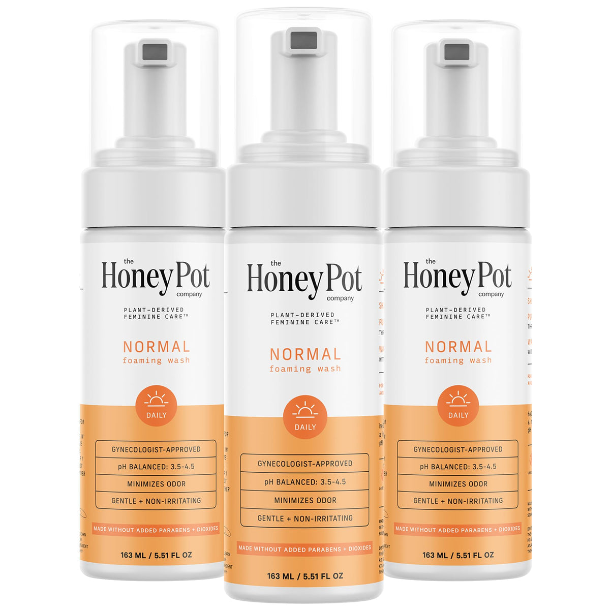 The Honey Pot Company feminine wash pump bottle for sensitive skin, gentle cleansing.