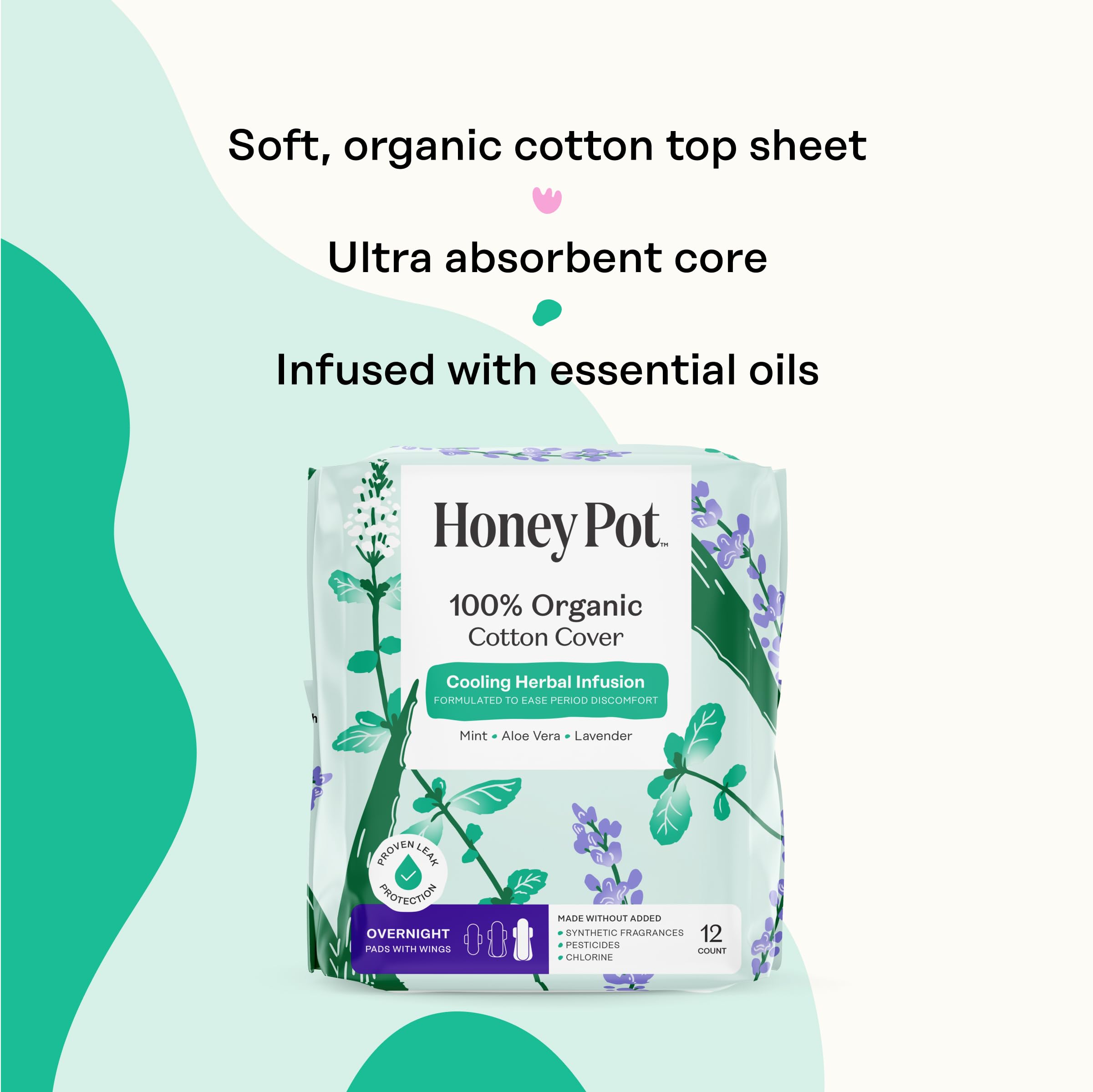 Organic cotton cover pad from The Honey Pot Company for skin-friendly wear.