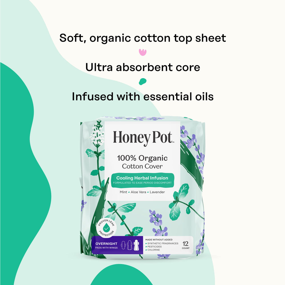 Organic cotton cover pad from The Honey Pot Company for skin-friendly wear.