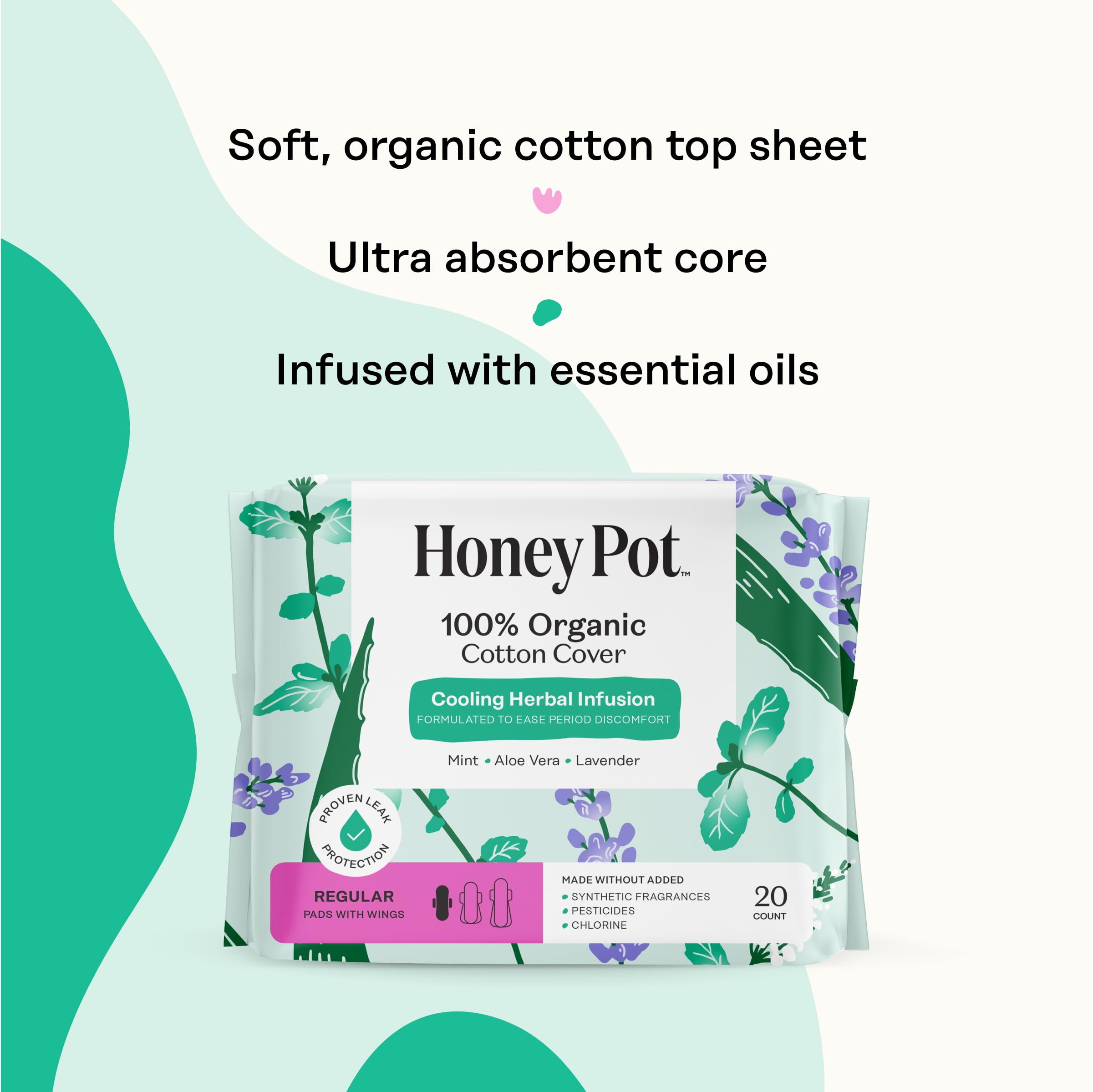 The Honey Pot organic cotton cover with wings for breathable protection.