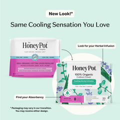 The Honey Pot regular flow herbal pads with ultra-absorbent core.