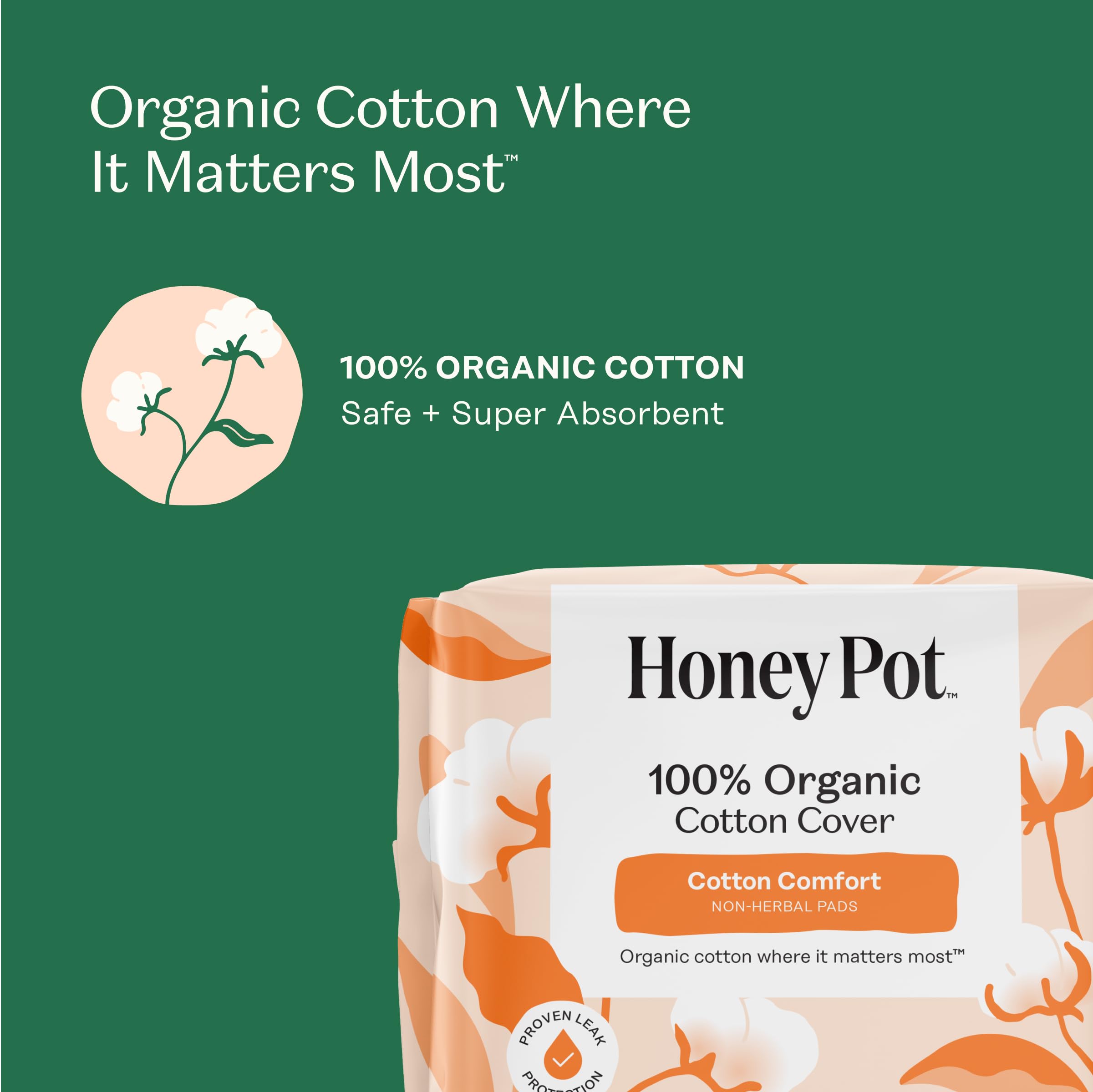 The Honey Pot Company ultra-absorbent pulp-core pad for reliable daily protection.