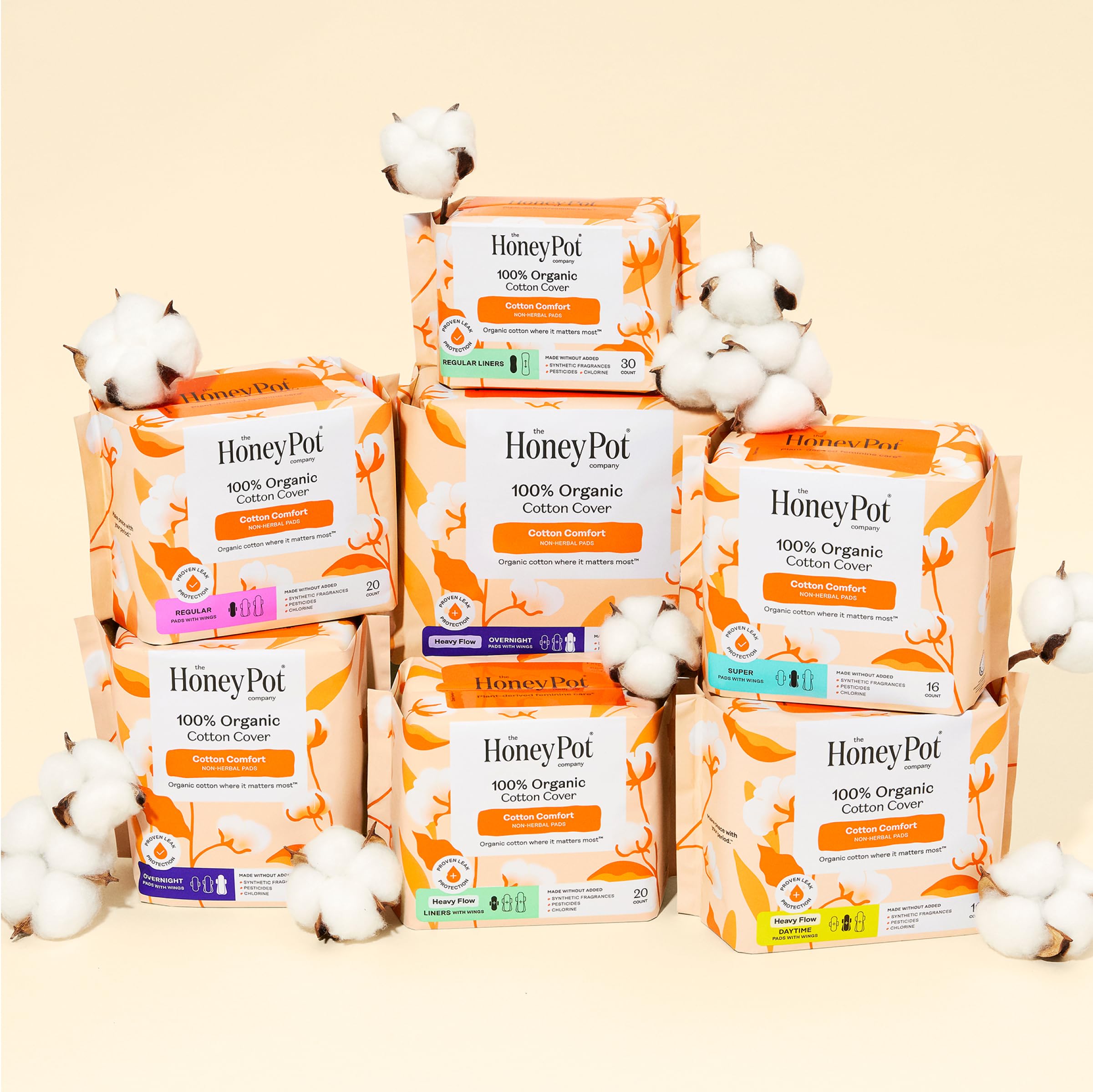 All-day comfort potential with The Honey Pot overnight pads with wings