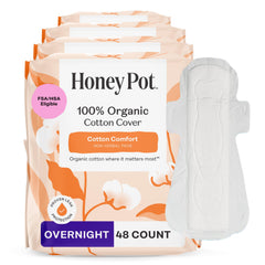 The Honey Pot overnight non-herbal pads with wings packaging for fragrance-free use