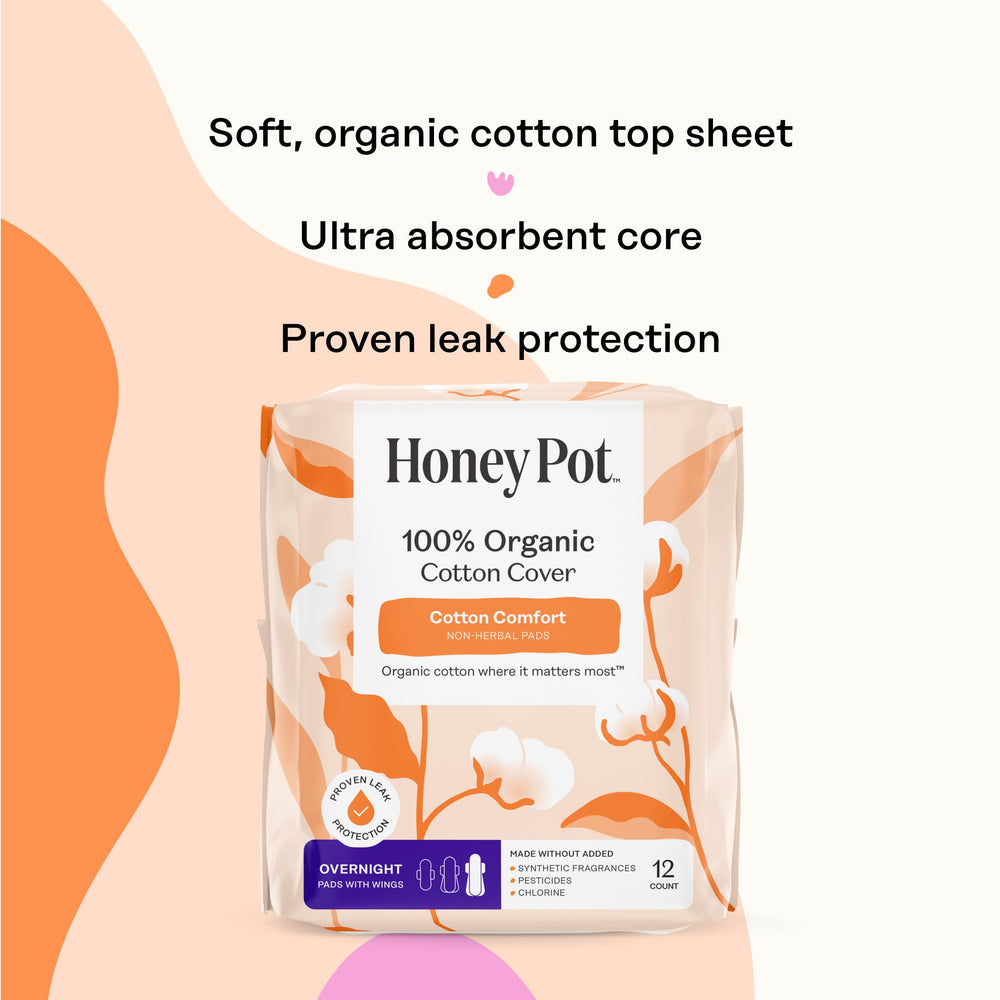 Winged design of The Honey Pot pads for secure fit and leak prevention