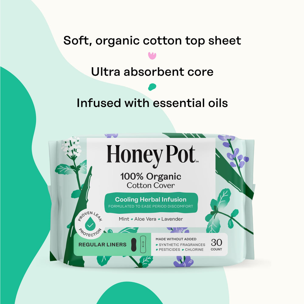 Winged design on The Honey Pot pantyliner demonstrating secure fit under clothes.