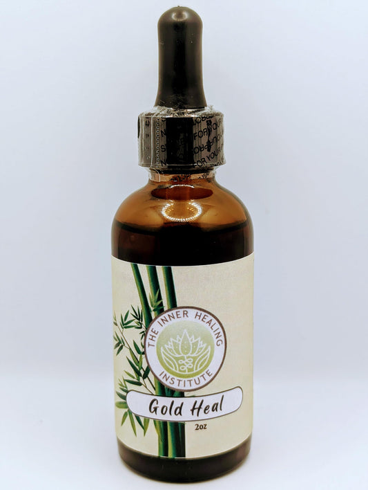 The Inner Healing Institute Gold Heal bottle with dropper for easy daily dosing.