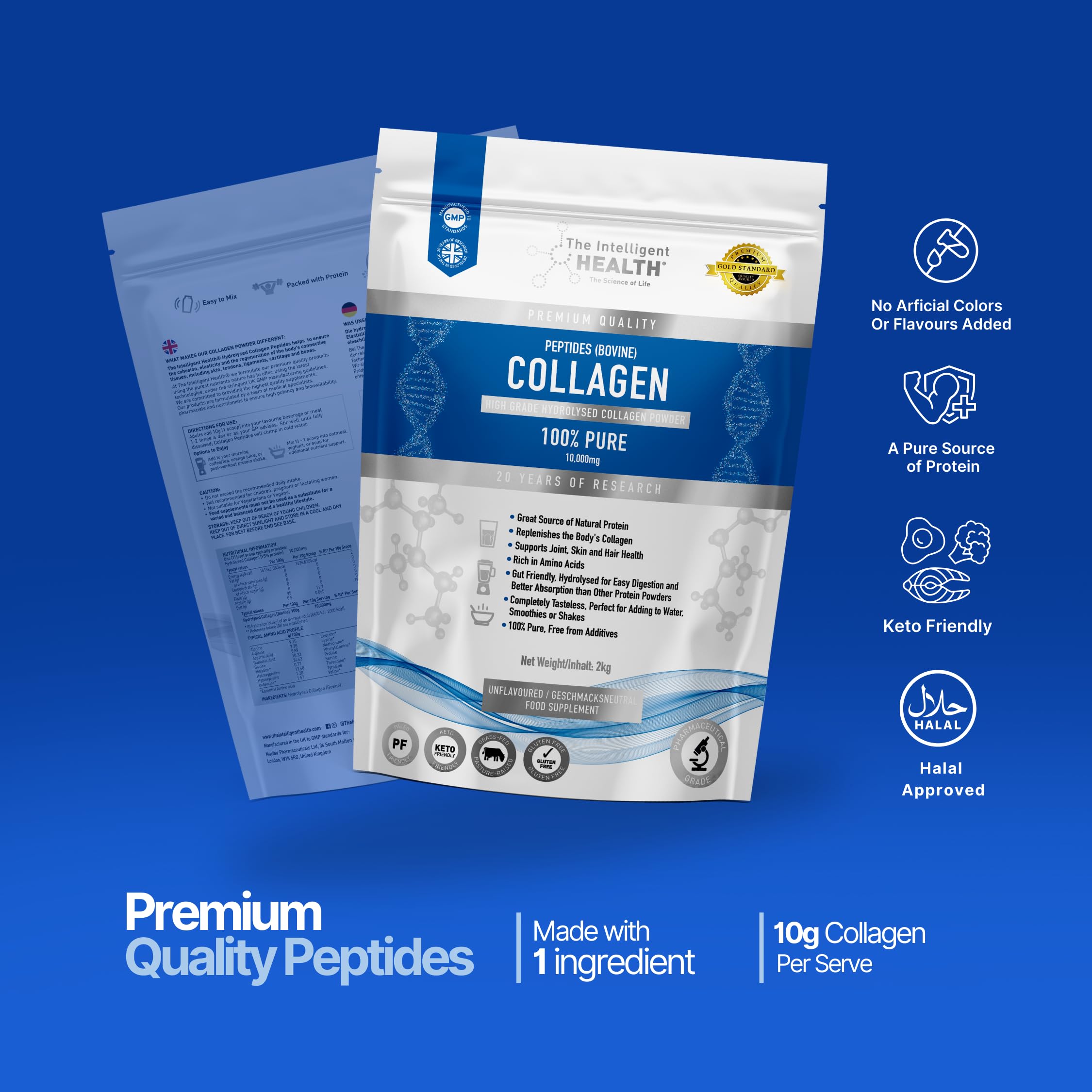 The Intelligent Health collagen powder measuring spoon; convenient portion control for recipes.