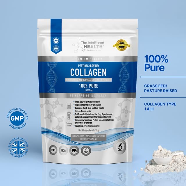 The Intelligent Health collagen powder next to a shaker for post-workout use