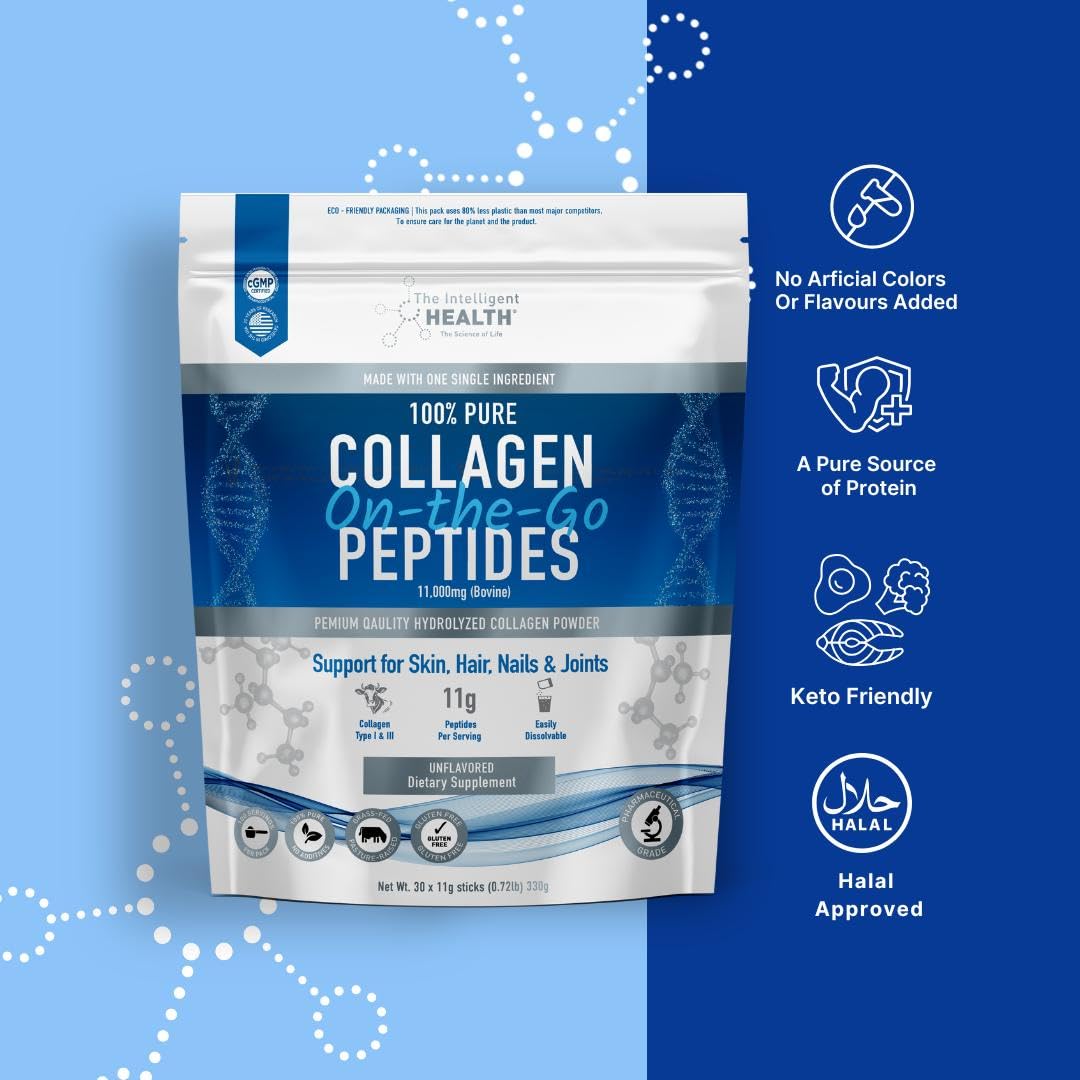 The Intelligent Health grass-fed label highlight emphasizes quality and clean sourcing.