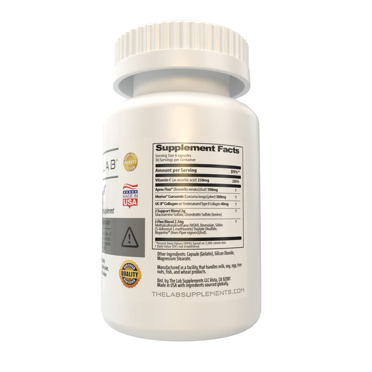 THE LAB J-FLEX9 capsules closeup highlighting clinically studied ingredients for mobility.